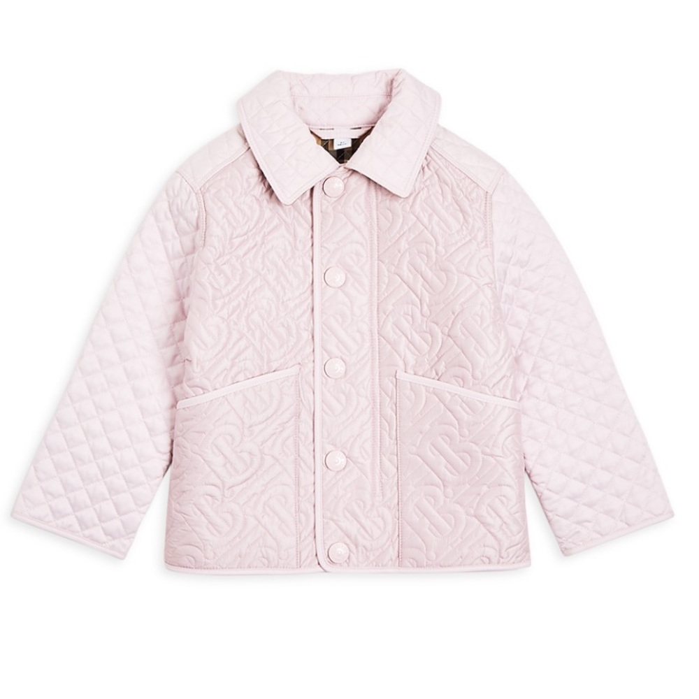 Burberry GIRL'S GIADEN MONOGRAM QUILTED JACKET IN PINK